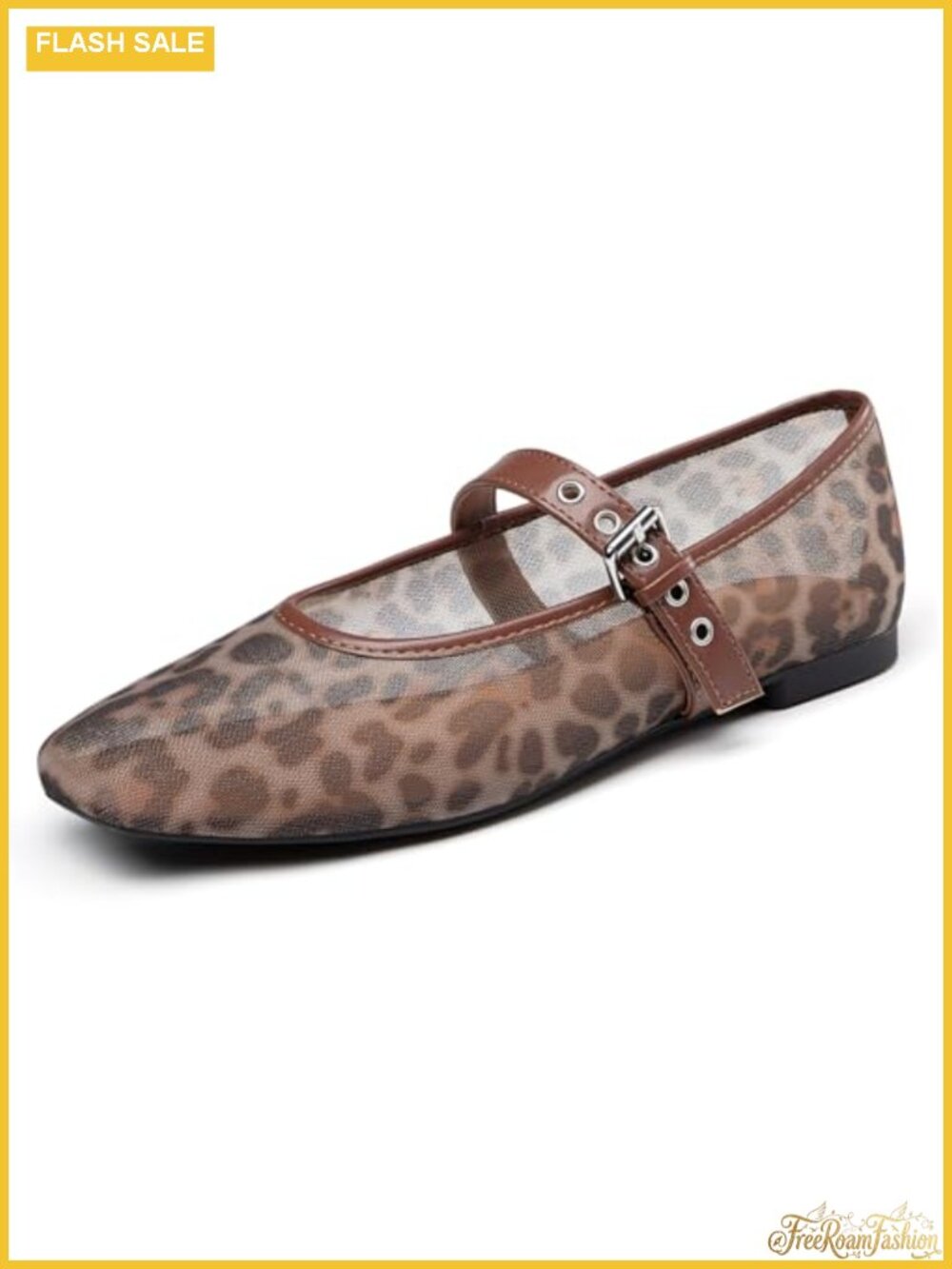 Mesh Ballet Flats Mary Jane Square Toe Buckle Closure